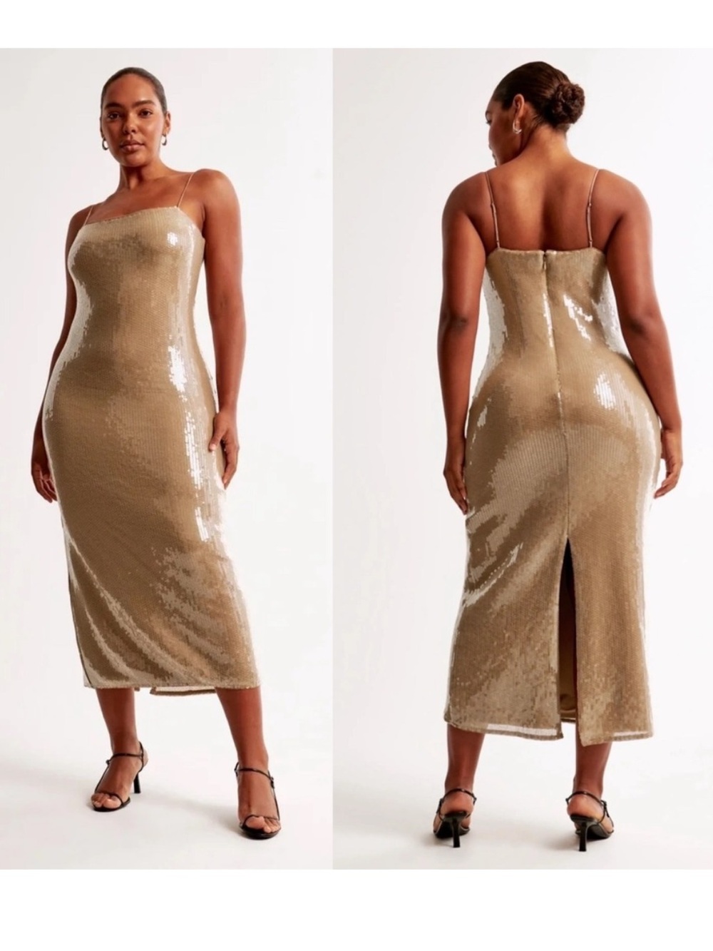 NEW Abercrombie & Fitch Sequin Straight Neck Midi Dress